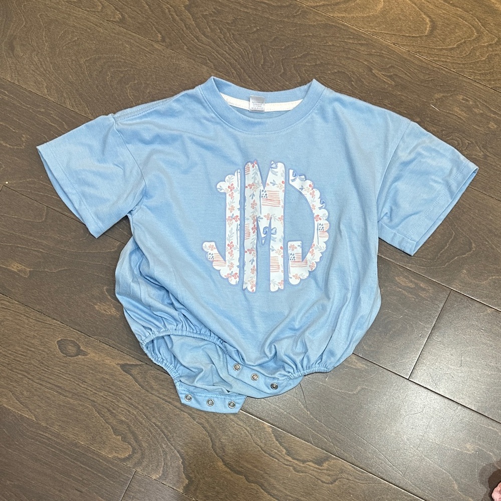 Blue Monogram Toddler Bubble